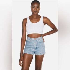 american apparel high-waisted blue mom denim shorts 🦋✨